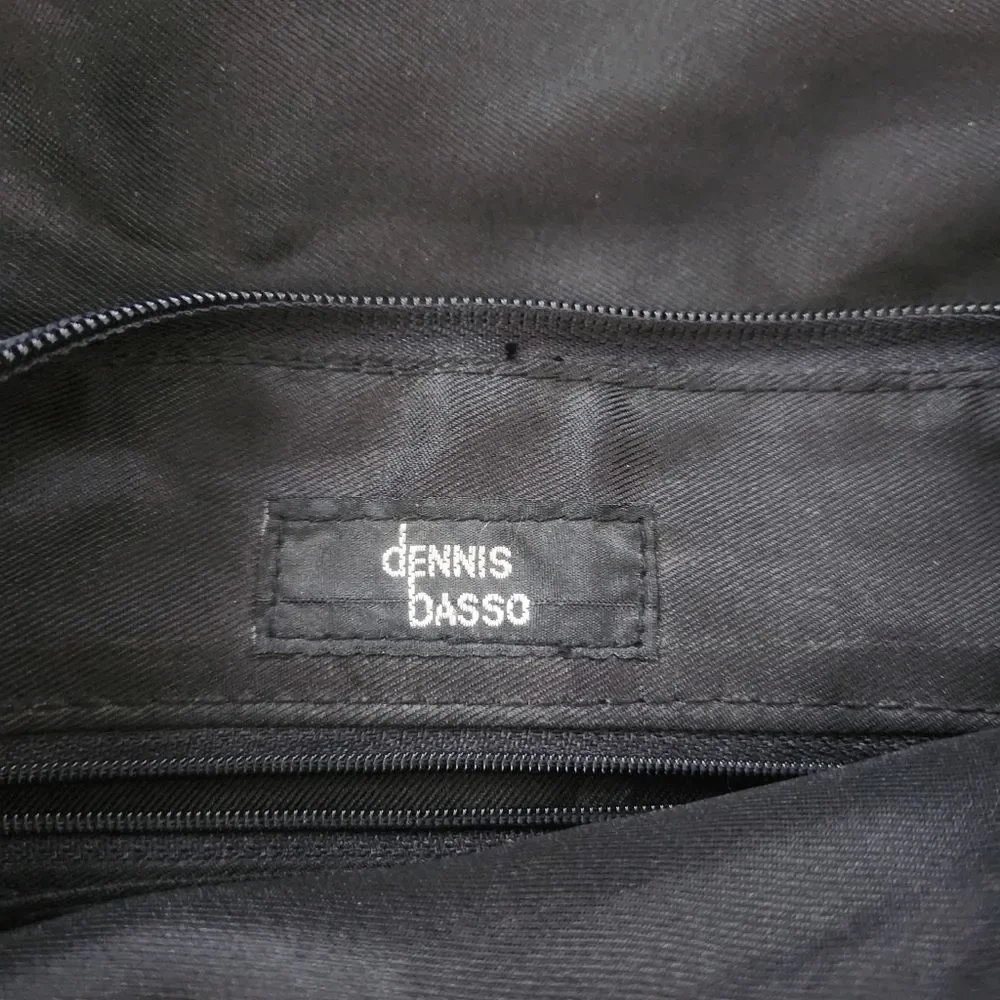 dennis basso Faux Fur Shearling Trim Suede Braided Strap Shoulder Bag Black‎